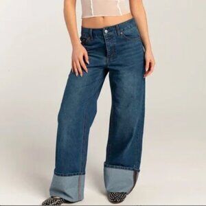 RSQ Button Fly Wide Leg Cuffed Baggy Jeans